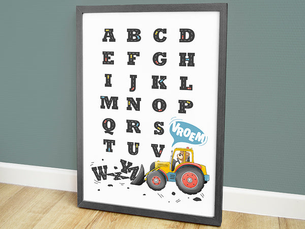 Kinderposter, kinderposters, geboorteposter, geboorte poster, posters set, drieluik poster, poster kinderkamer, posters kinderkamer, poster babykamer, muurdecoratie babykamer, poster educatief, poster alfabed, poster dieren, poster , auto posters